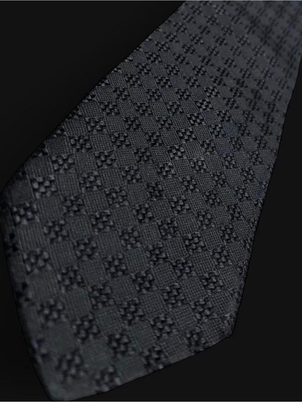 Vintage 90s Emanuel Ungaro Paris Silk Tie - Textured Black Geometric Jacquard
